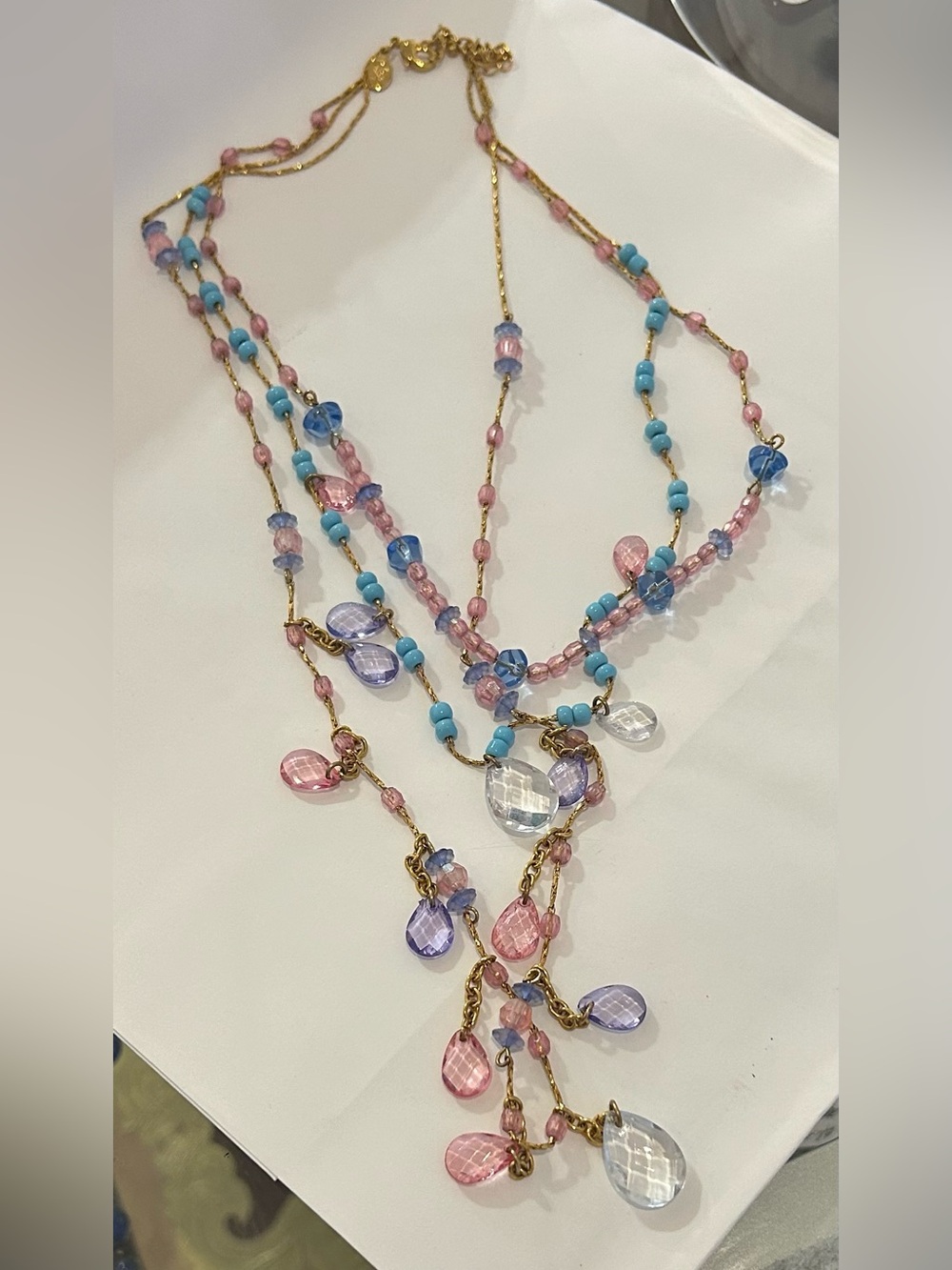 Joan Rivers vintage multi strand beaded rhinestone crystal necklace